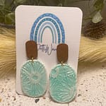 Ceramic look dangle earrings by PettiWares - Turquoise Daisies