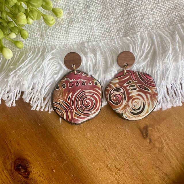 Maroon Jellyrolls Polymer Clay Earrings — PettiWares Handmade